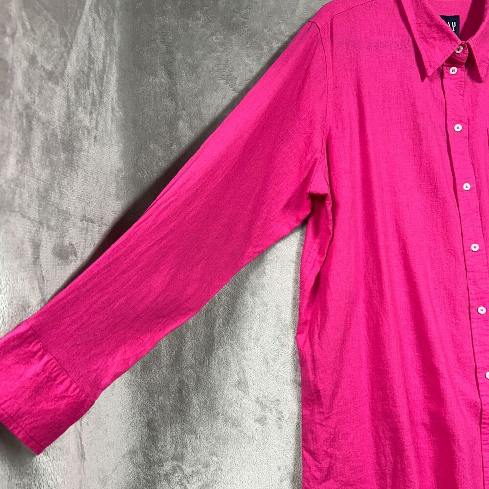GAP Linen/Rayon Button-Down XL Beetroot Blouse NWT - Curated By Rua'h Kibriya - Picture 3 of 8